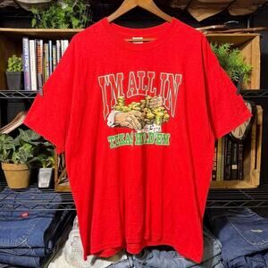 Vintage Y2K Texas Hold'Em Poker Tee Red Gambling Las Vegas Shirt Mens XL